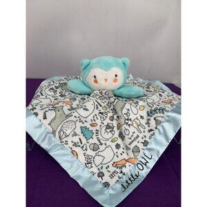 Baby Starter 2018 Little Owl Lovey Security Blanket Blue Owl Blue Satin Silky Ed